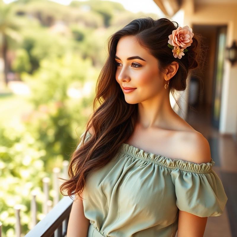 Customer with a floral hair clip